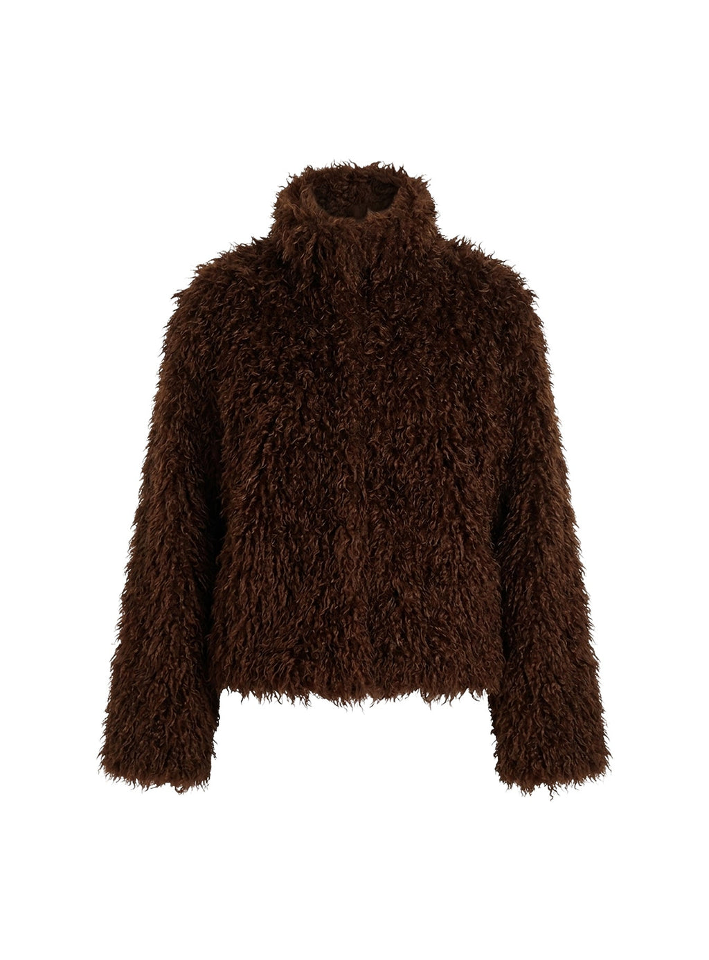 Kaiero Oversized Faux Fur Shag Jacket Brown