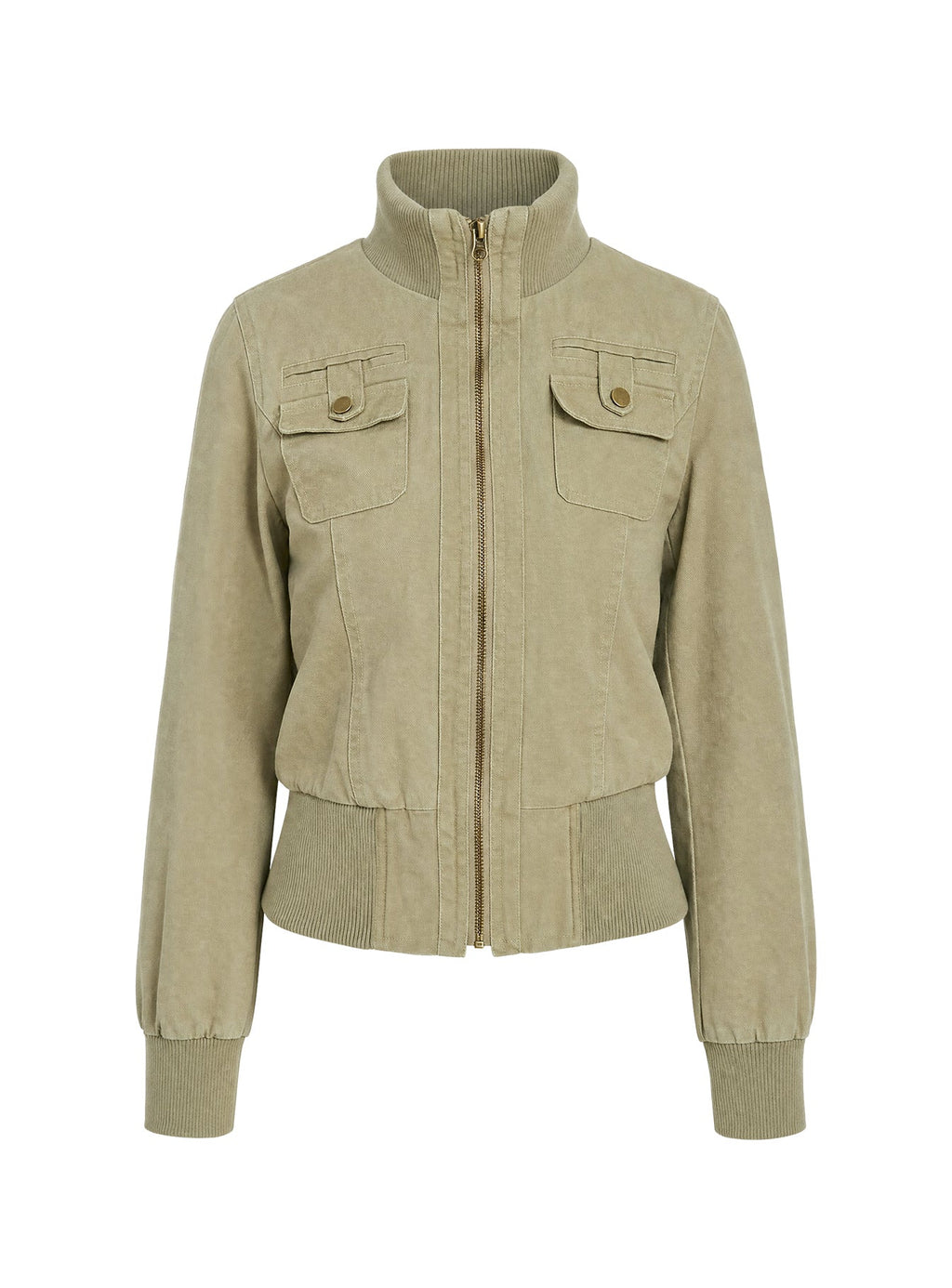 Marykate Funnel Neck Fitted Jacket Khaki