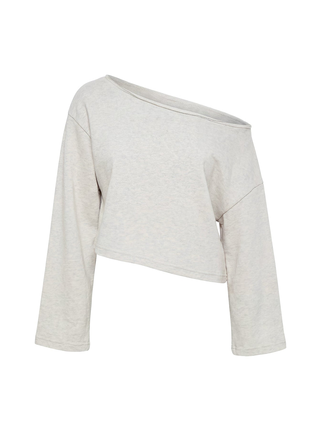 Retreat Raw Edge Off Shoulder Sweatshirt Snow Marle