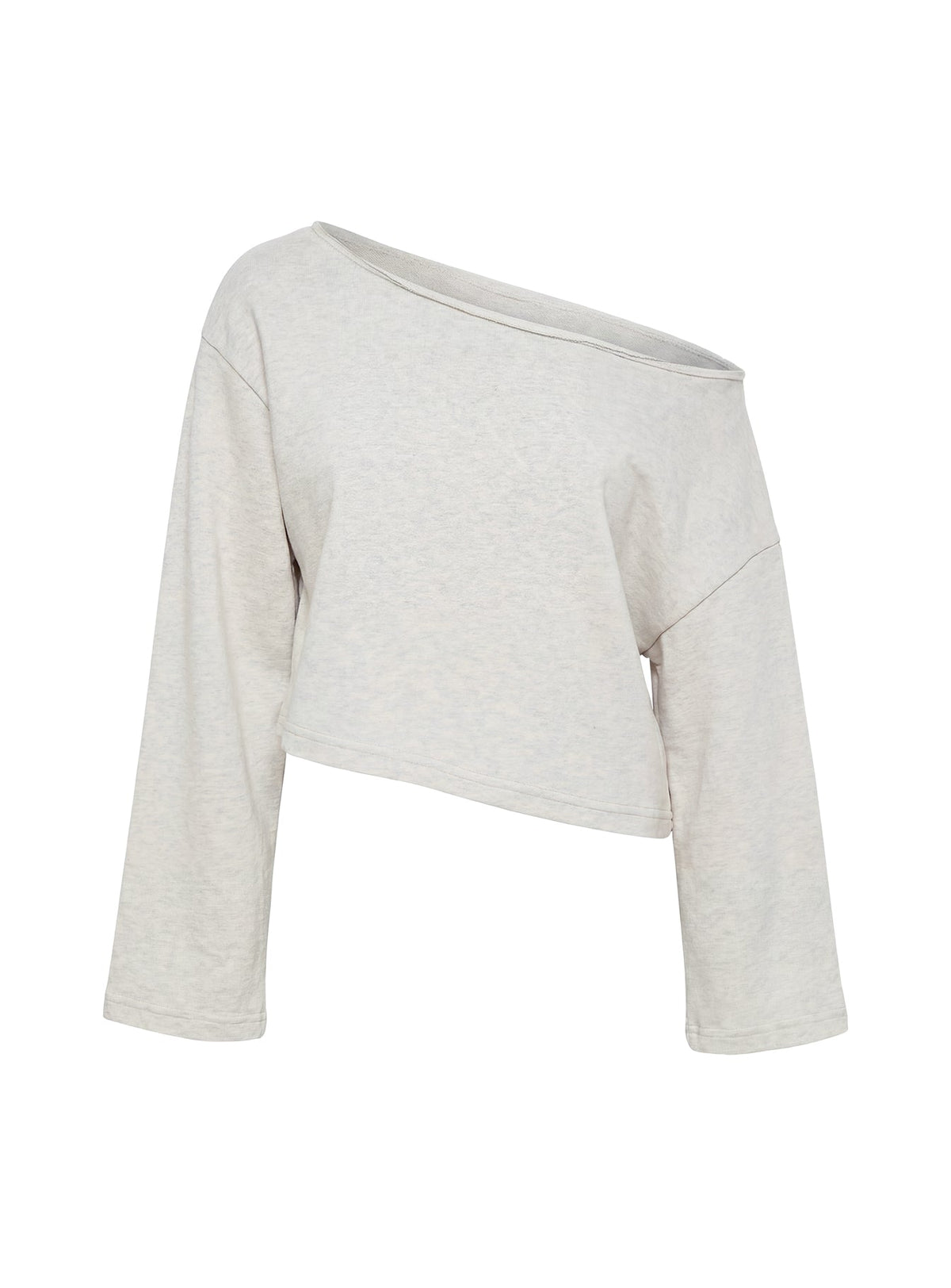 Retreat Raw Edge Off Shoulder Sweatshirt Snow Marle