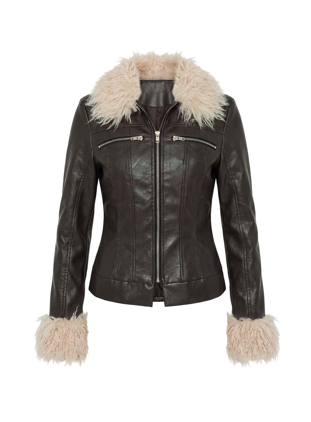 West Coaster Faux Leather Fitted Jacket Black