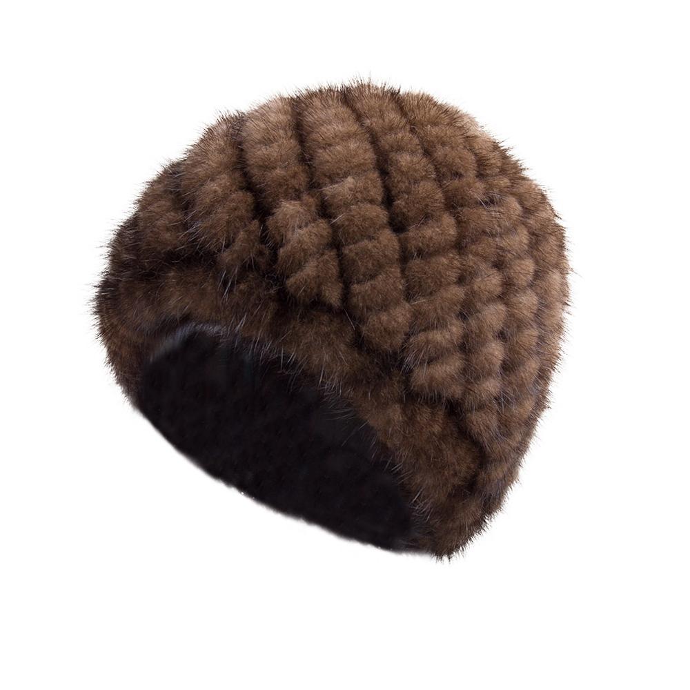 Womens Hats Winter Knitted Real Mink Fur Cap Women Fur Hat Winter Hat Headgear Ears Warmer Headdress Mink Women Hat Womens Hats & Caps Fur Story FS13603