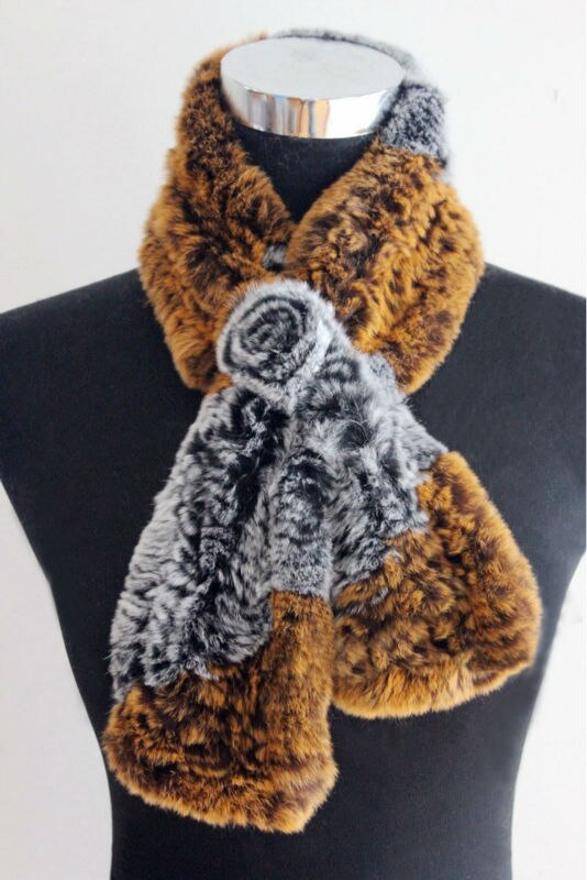 Real REX Rabbit Fur Scarf Wrap Cape Shawl Neck Warmer In Fashion Fur Story FS13504