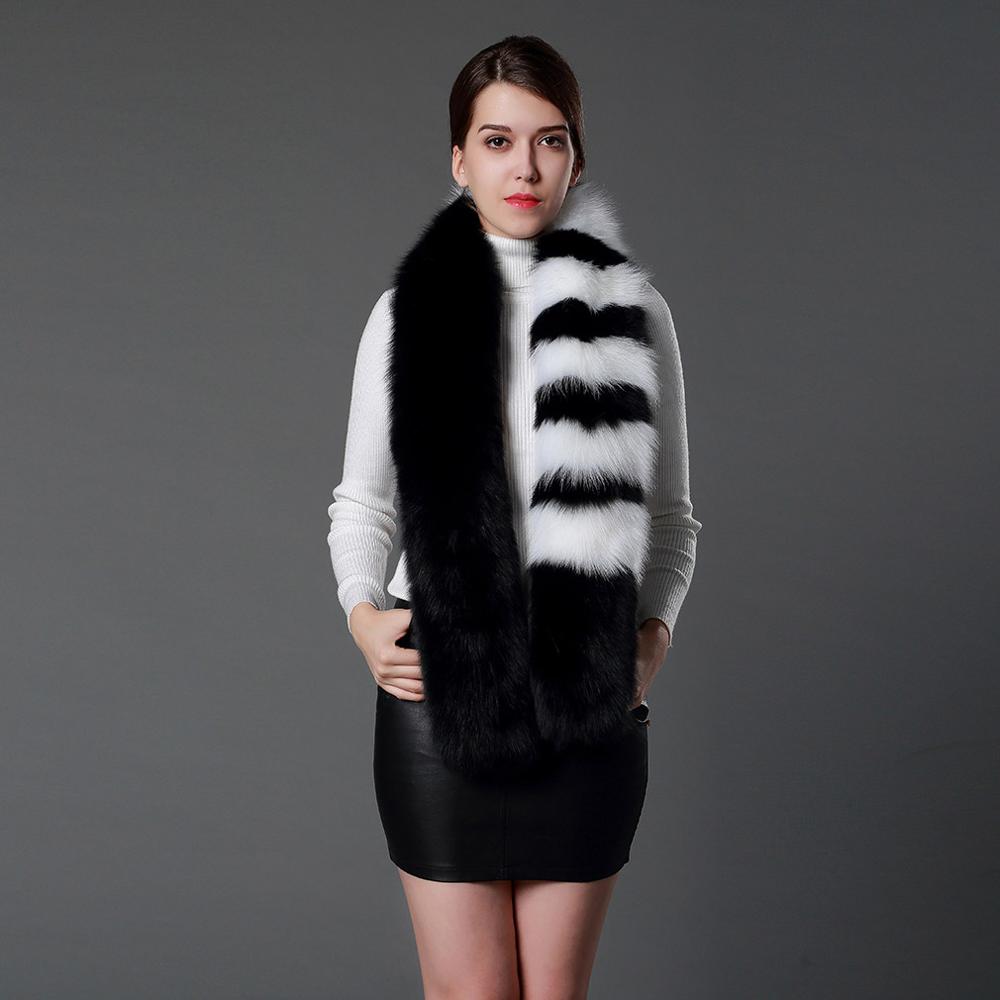 Womens Real Fox Fur Scarf Lady Fashion Winter Warm Shawl Patchwork 16756