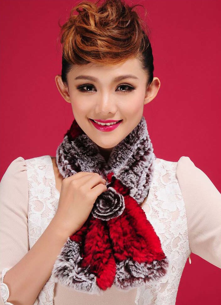Real REX Rabbit Fur Scarf Wrap Cape Shawl Neck Warmer In Fashion Fur Story FS13504