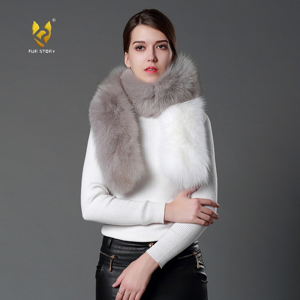 Womens Real Fox Fur Scarf Lady Fashion Winter Warm Shawl Patchwork 16756