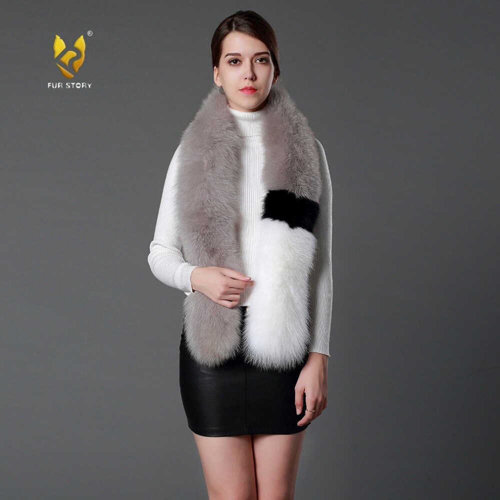Womens Real Fox Fur Scarf Lady Fashion Winter Warm Shawl Patchwork 16756