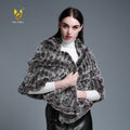 FUR STORY Real Knitted rabbit fur cloaks Womens shawl poncho stole cape wrap 070124