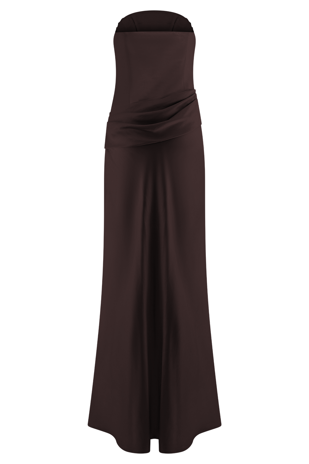 Jasmine Strapless Satin Maxi Dress - Dark Chocolate