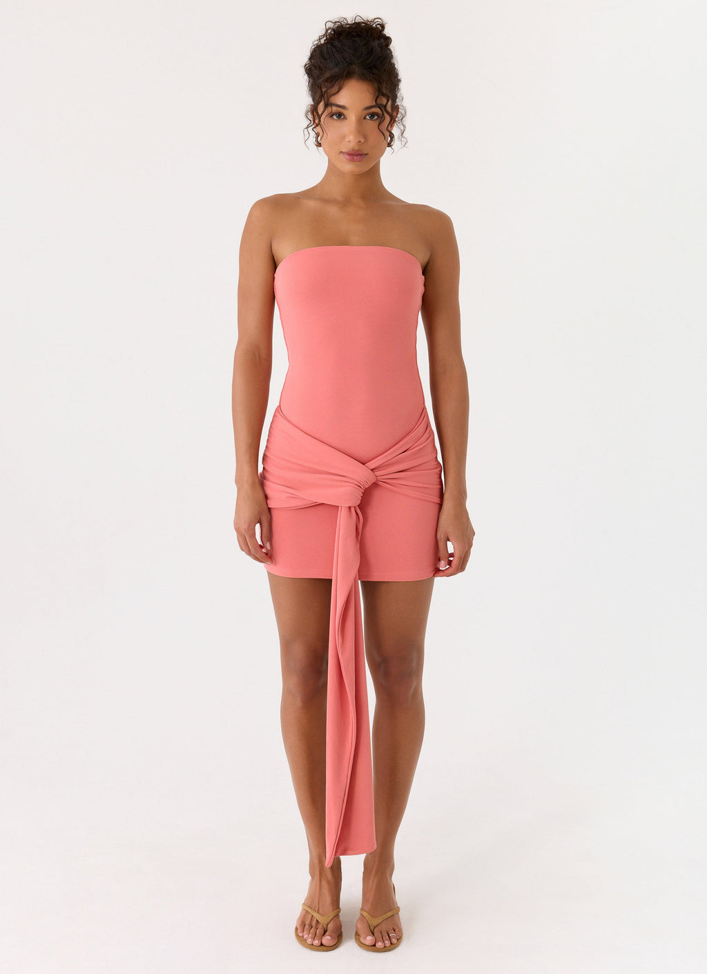 Jiliana Strapless Mini Dress - Coral
