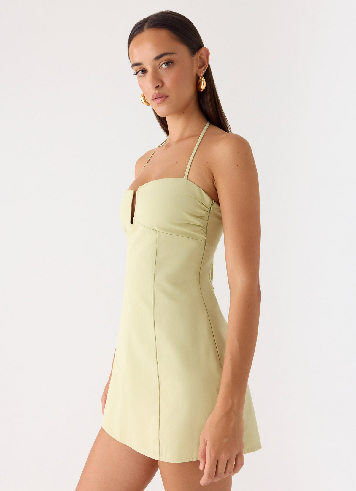 Leah Halter Mini Dress - Sage