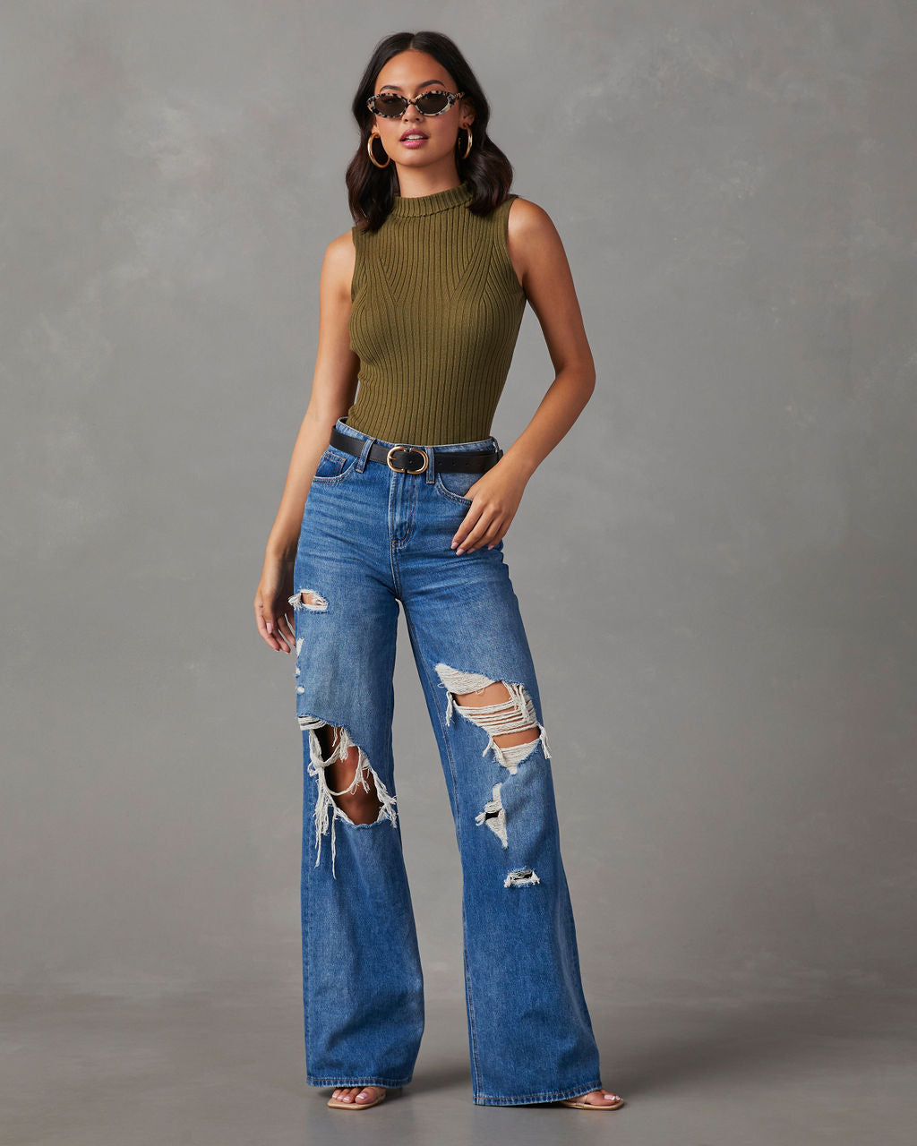 Sheryl Ribbed Mock Neck Sweater Tank
