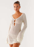 Majestic Beaded Crochet Mini Dress - Ivory