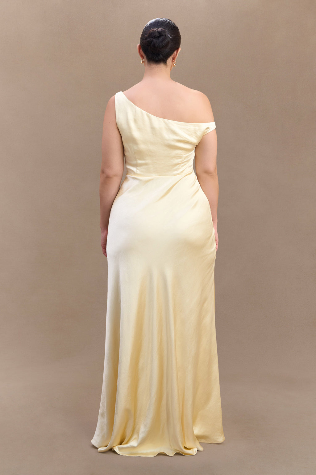 Jacinta One Shoulder Maxi Dress - Pastel Lemon