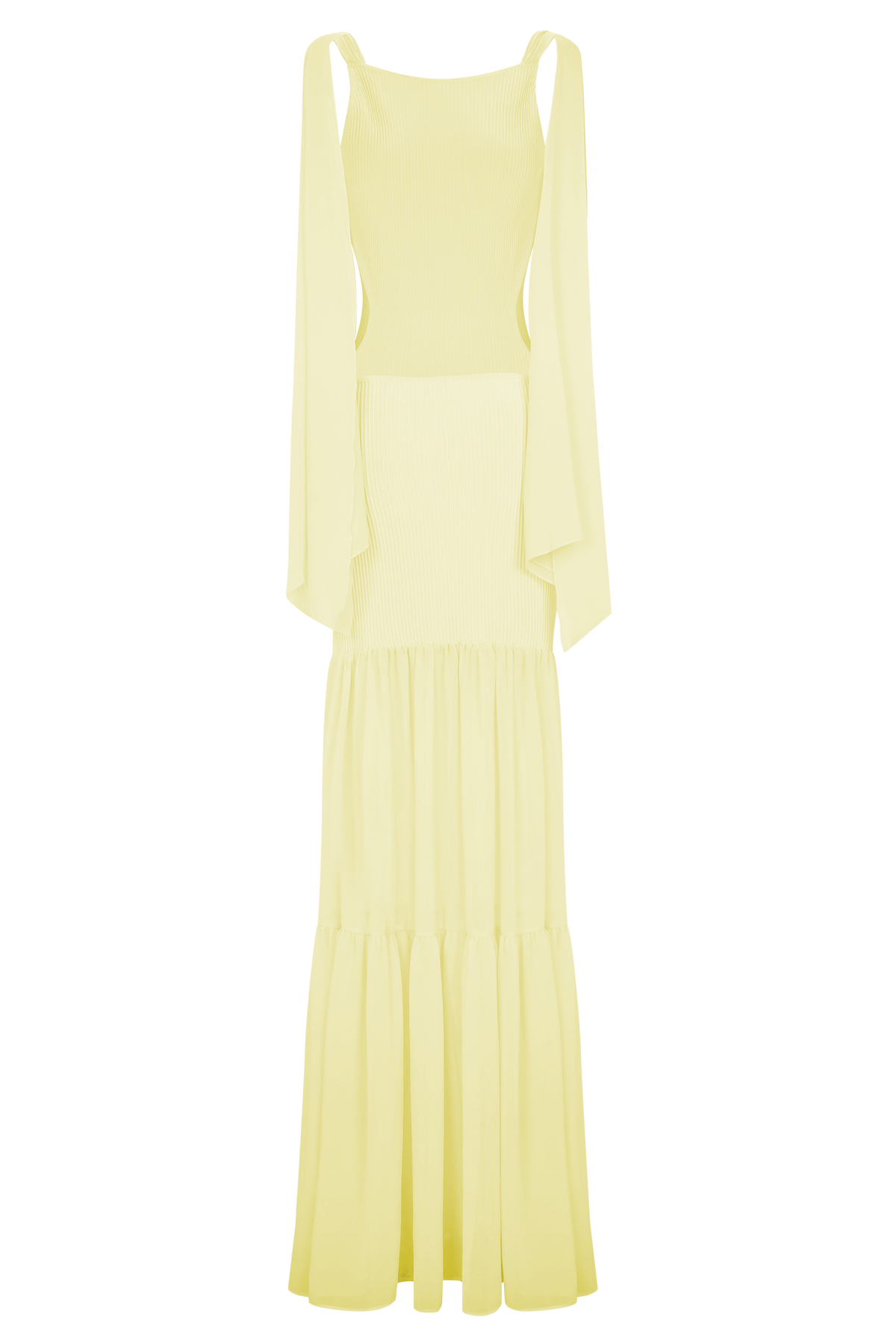 Haille Knit Chiffon Maxi Dress - Lemon