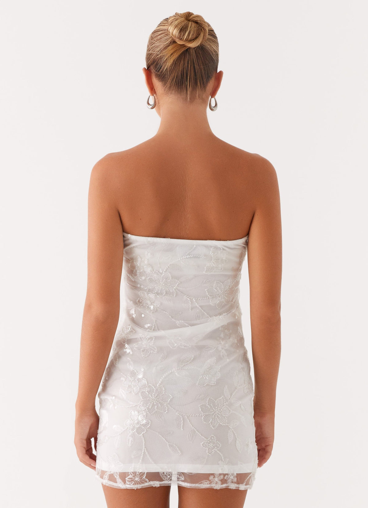 Moorey Beaded Mini Dress - White Silver