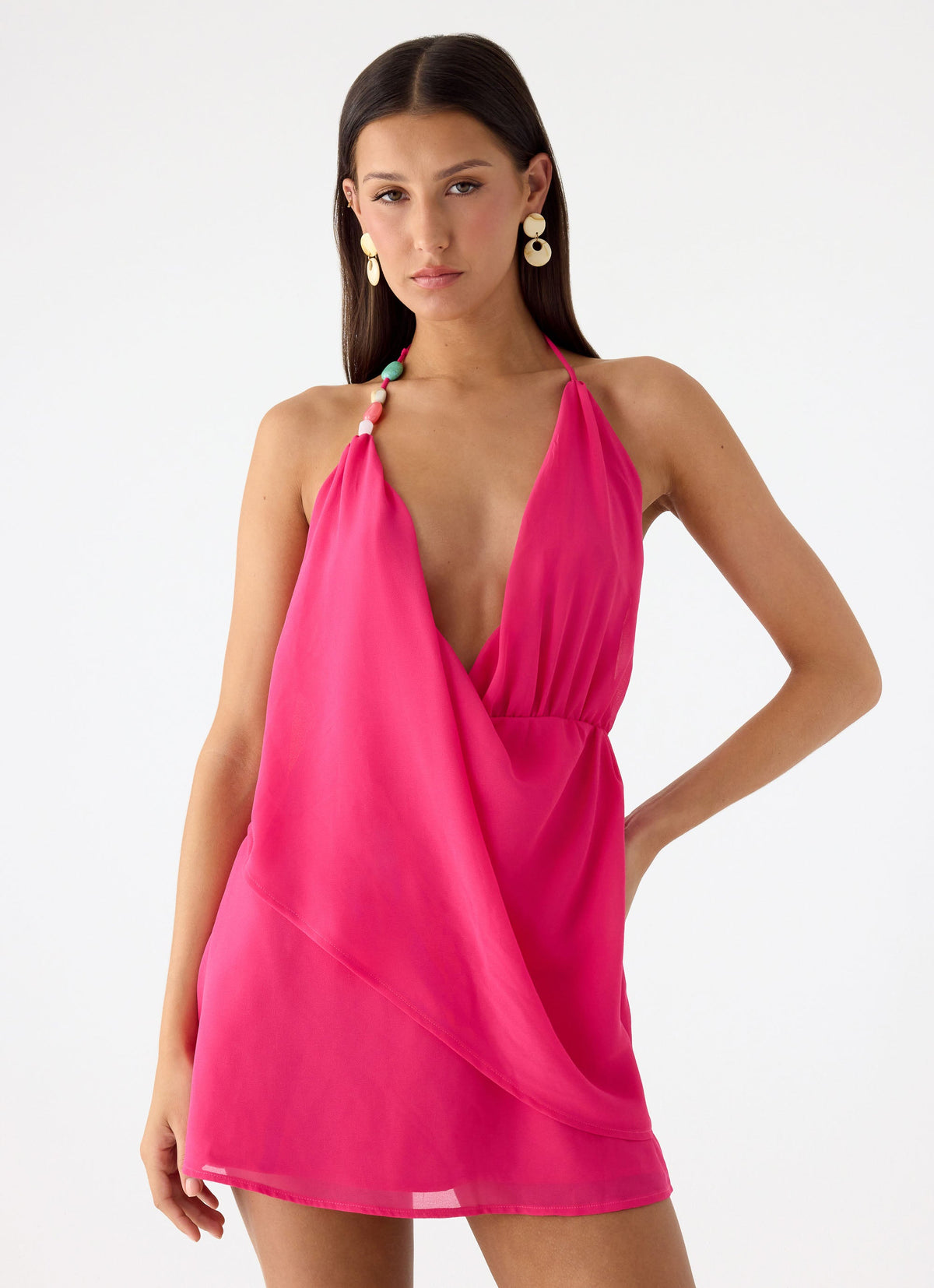 Nona Chiffon Mini Dress - Fuchsia