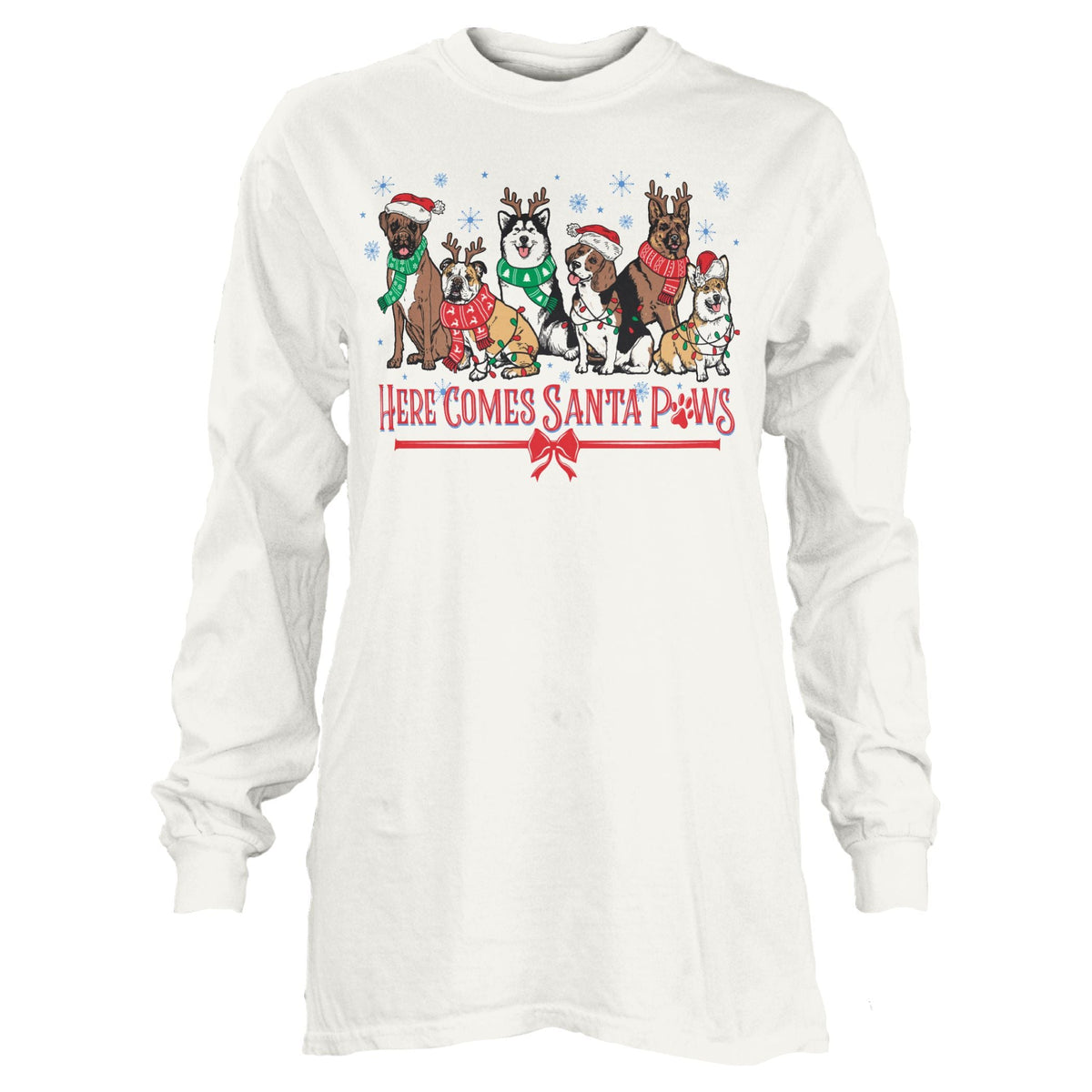 Christmas Dogs Long Sleeve 100% cotton Unisex Tee