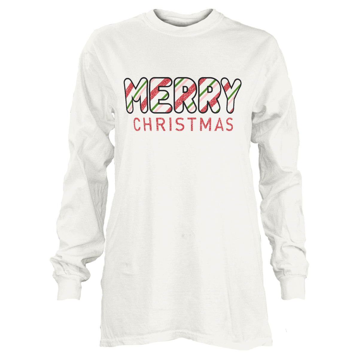 Peppermint Stick Long Sleeve 100% Cotton Tee