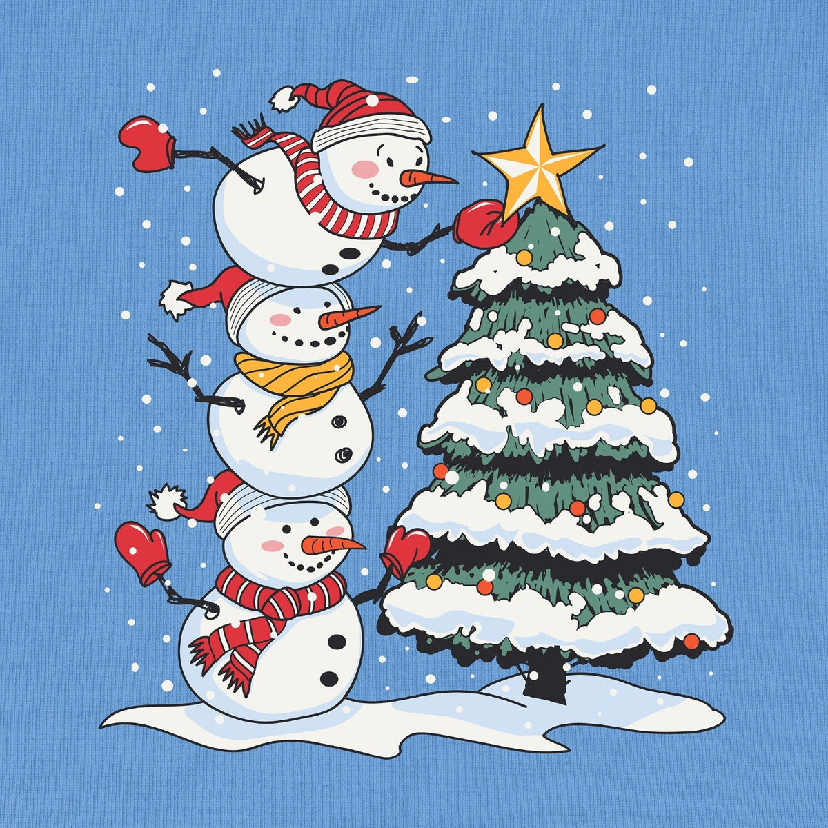 Stacked Snowmen 100% Cotton Unisex Tee