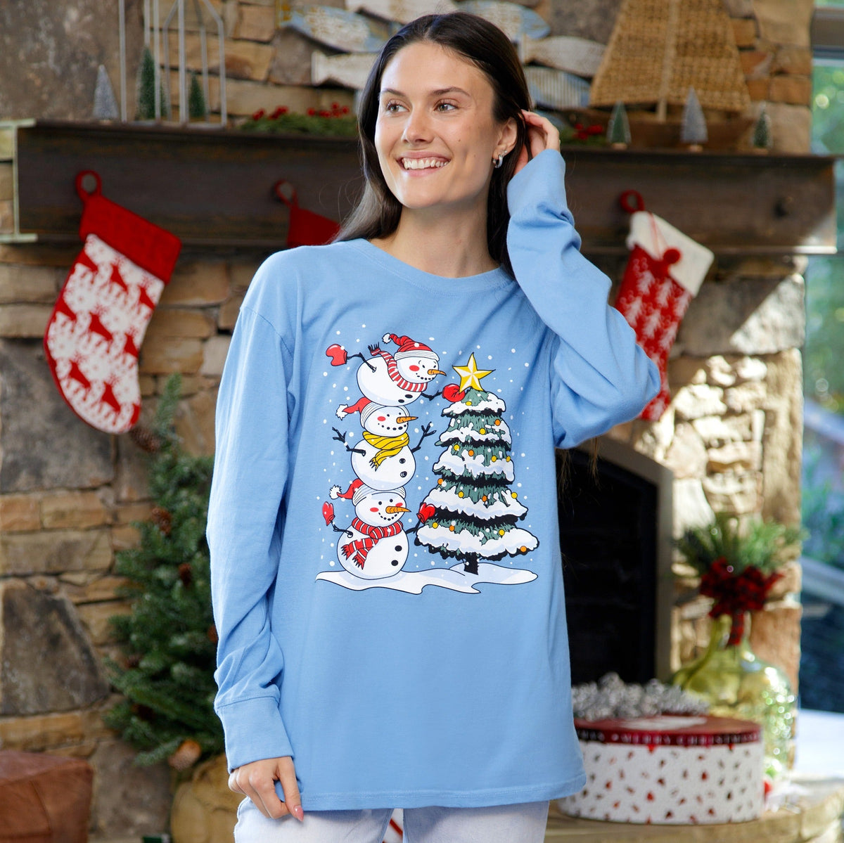 Stacked Snowmen 100% Cotton Unisex Tee
