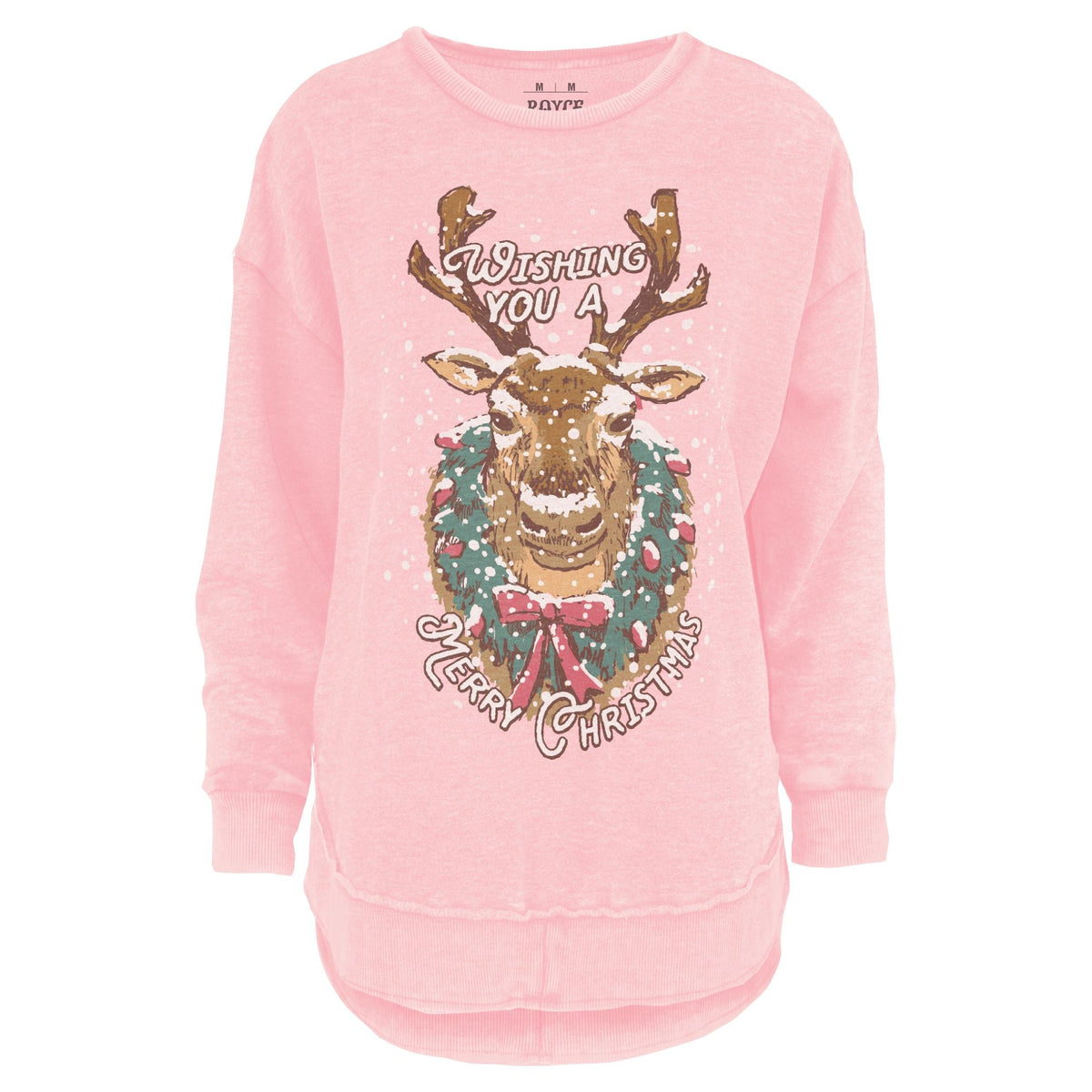Reindeer Merry Christmas Melange Poncho Fleece