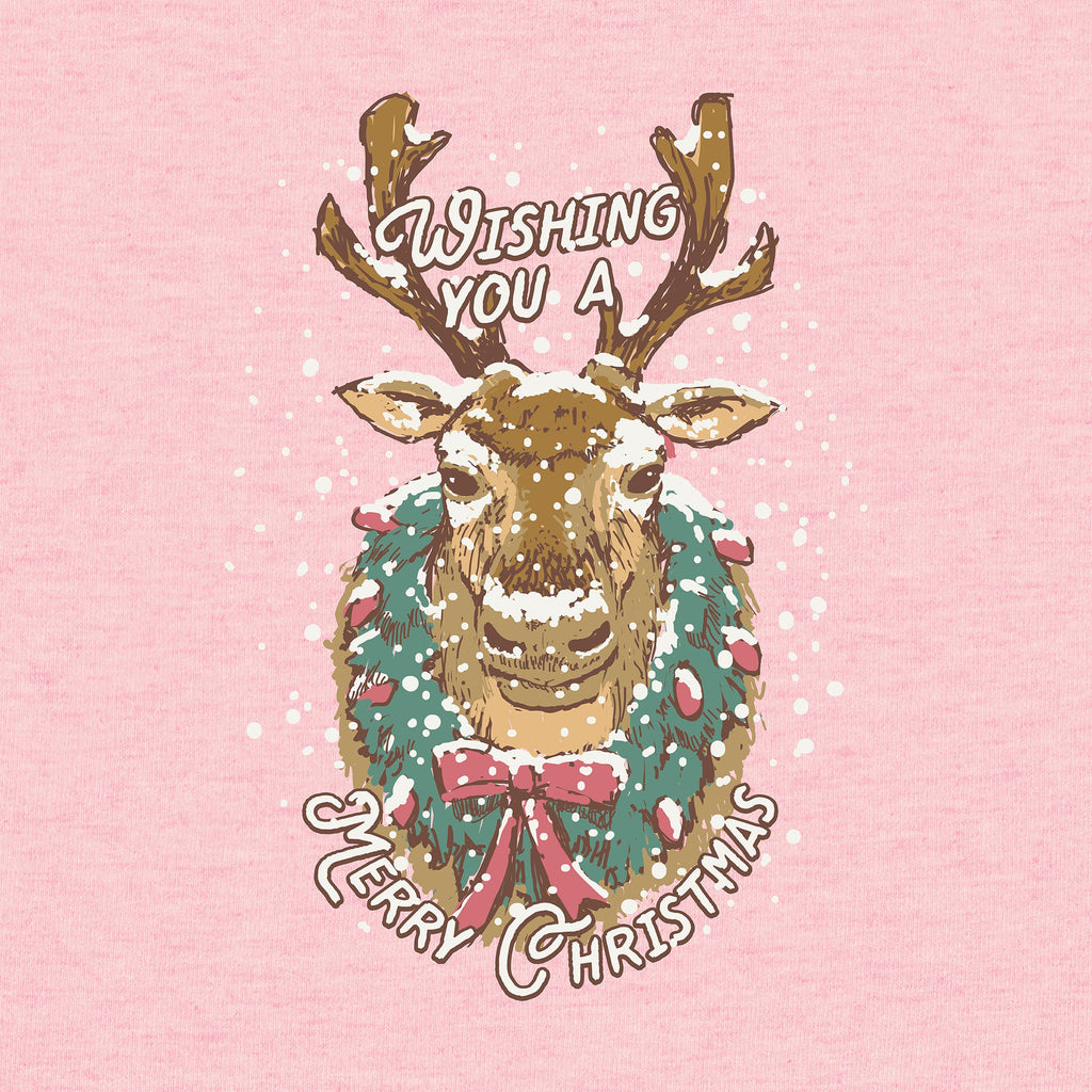 Reindeer Merry Christmas Melange Poncho Fleece