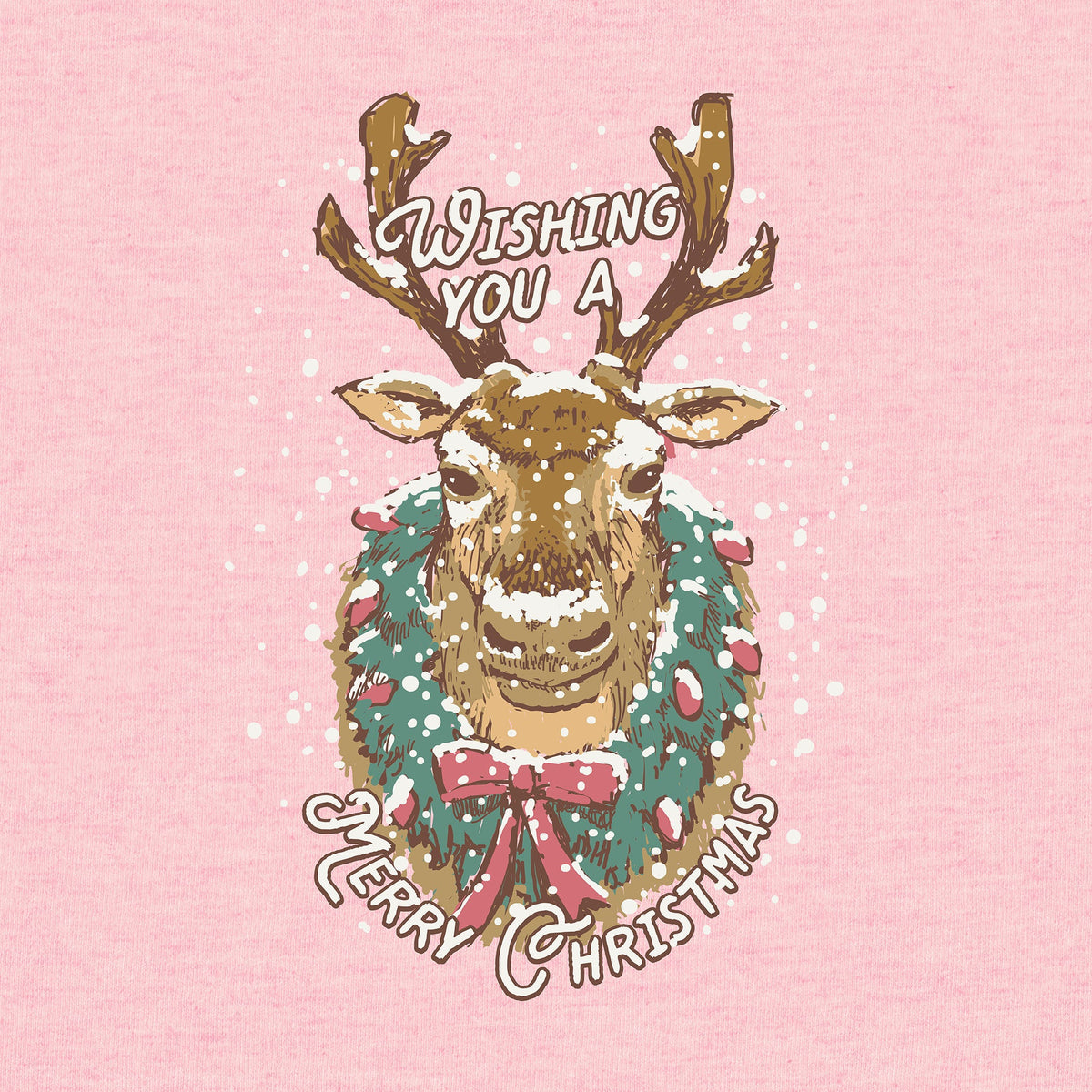 Reindeer Merry Christmas Melange Poncho Fleece