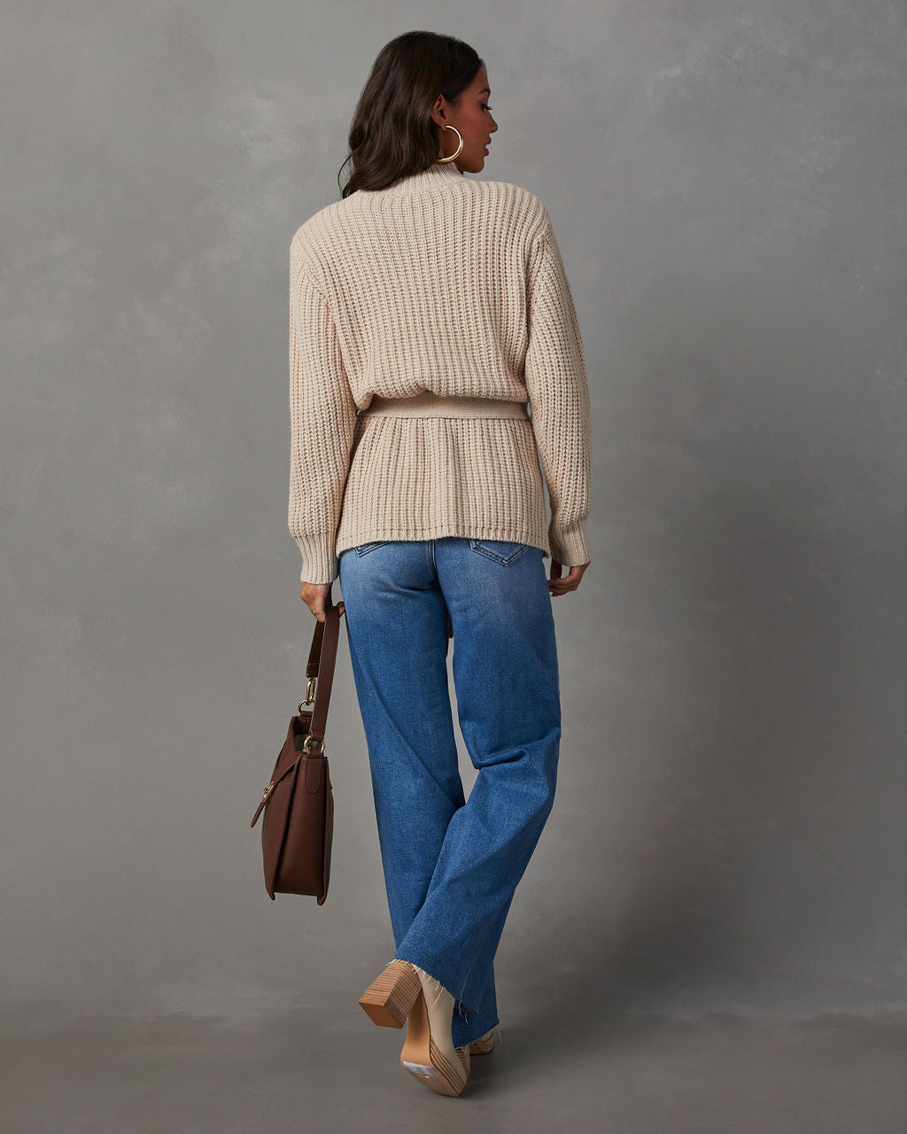 Wixson Belted Mock Neck Sweater