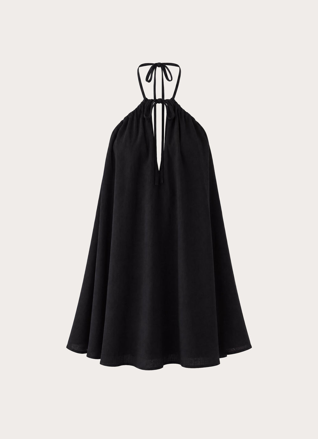 Soft Breeze Linen Mini Dress - Black