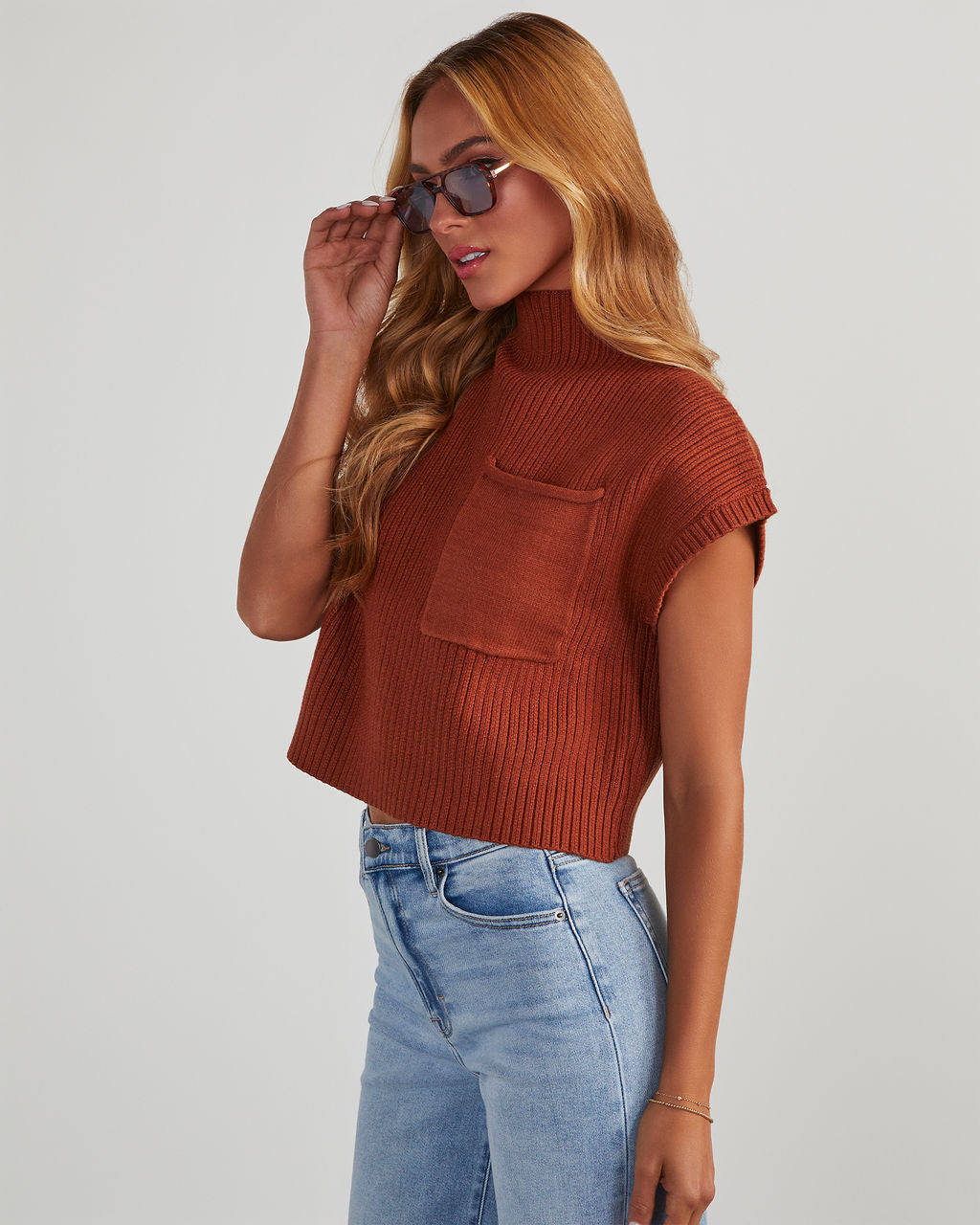 Brooke Mock Neck Short Sleeve Sweater