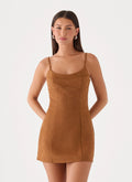 Tatum Faux Suede Mini Dress - Tan