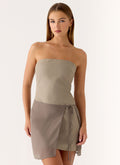 Via Veneto Mini Dress - Sand Brown