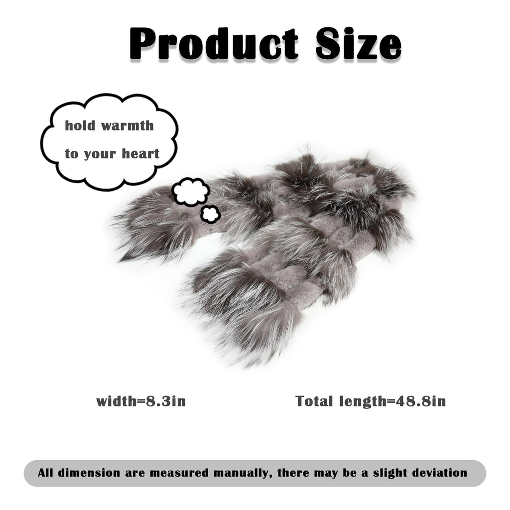 Womens Rex Rabbit Fur Scarf Ladies Winter Warm Knitted Flowers Crochet Fashion Scarf Scarves for Women Men Fur Story FS19502