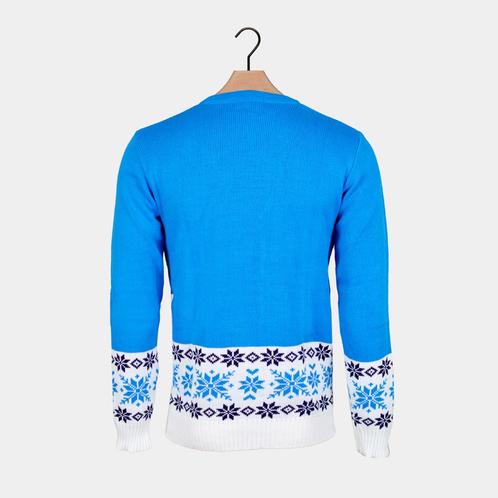 Womens Light Blue Ugly Christmas Sweater with skating Reindeer