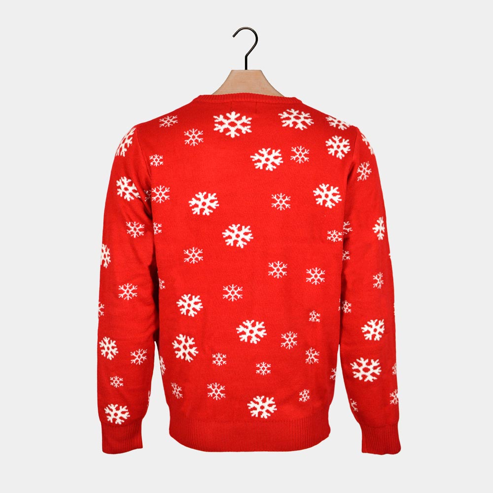 Womens Red Ugly Christmas Sweater with Santa and Reindeer Greeting