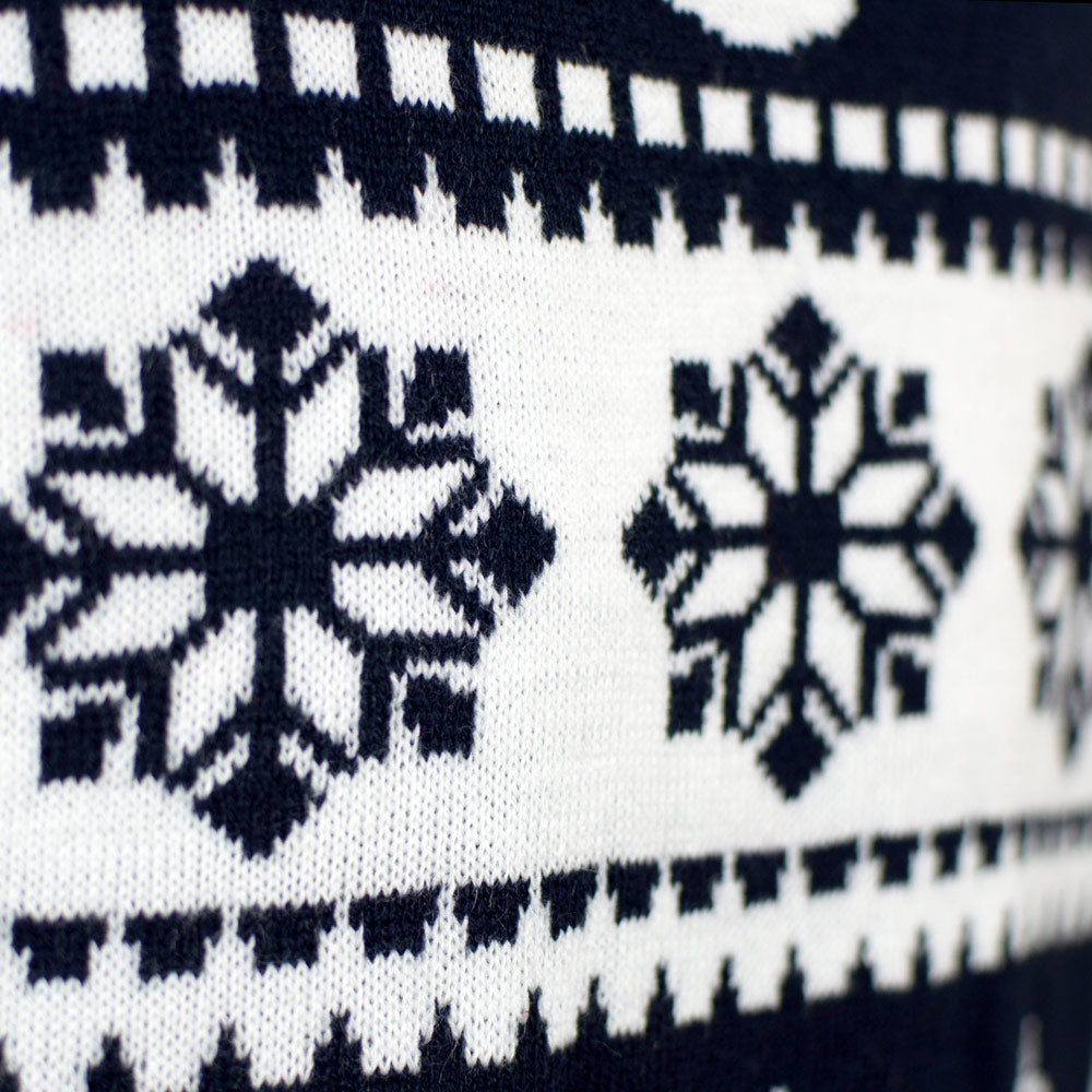 Womens Blue Ugly Christmas Sweater with Reindeer and Snow