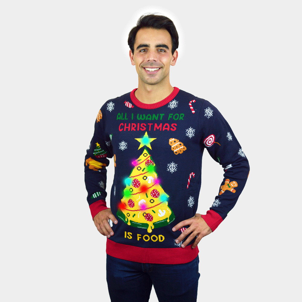 Womens LED light-up Ugly Christmas Sweater Christmas Food