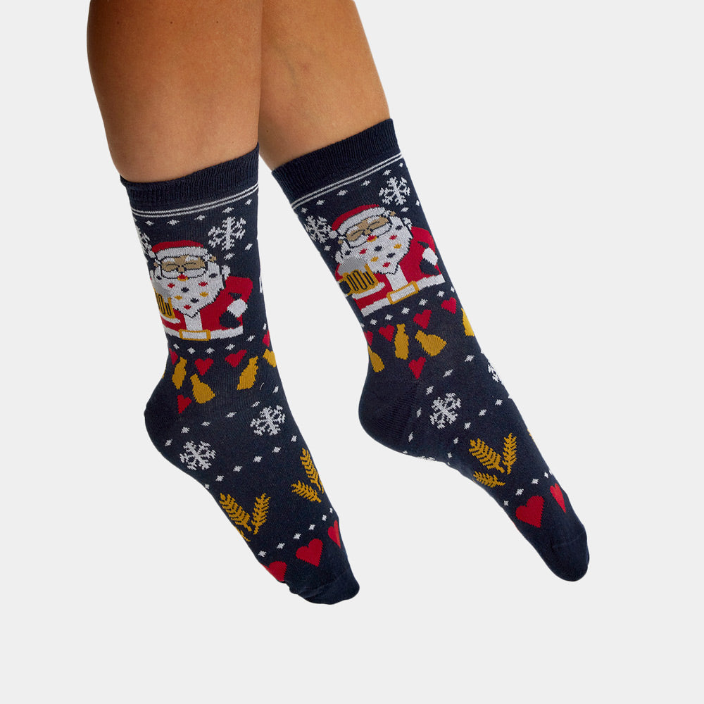 Unisex Ugly Christmas Socks Santa with Beer