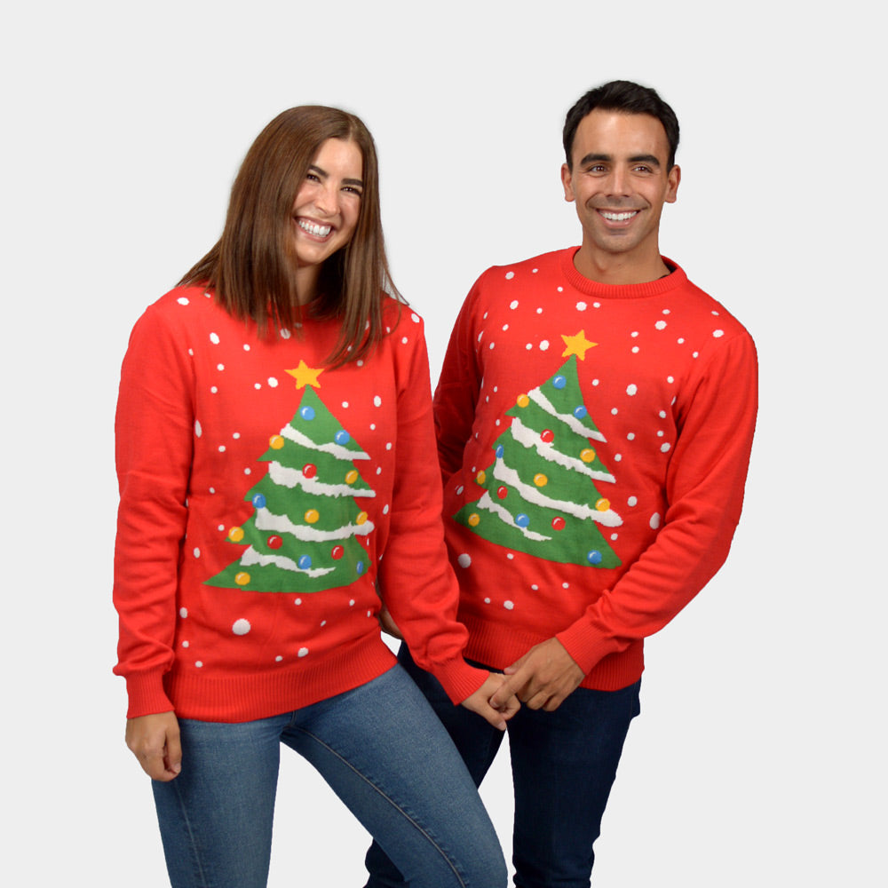 Womens Red Christmas Tree Ugly Christmas Sweater
