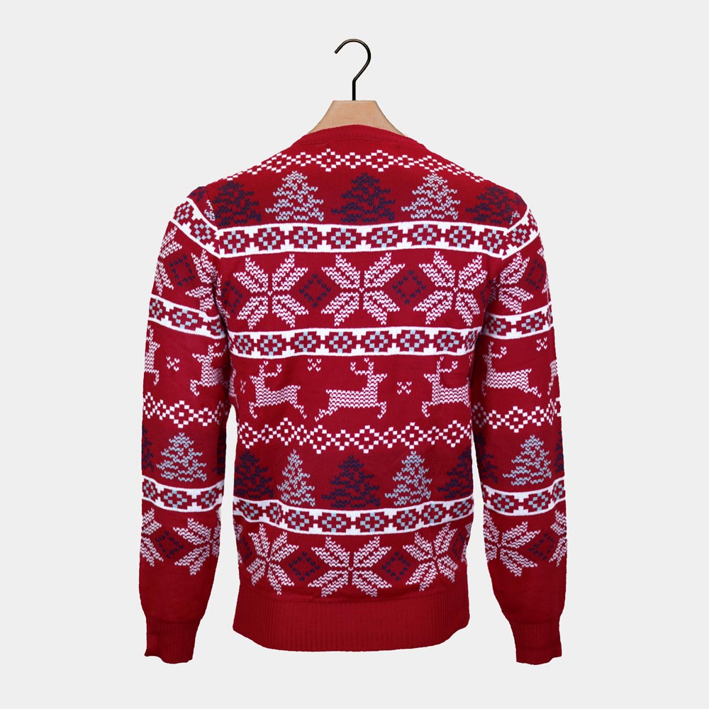 Womens Classic Red Ugly Christmas Sweater with Polar Stars