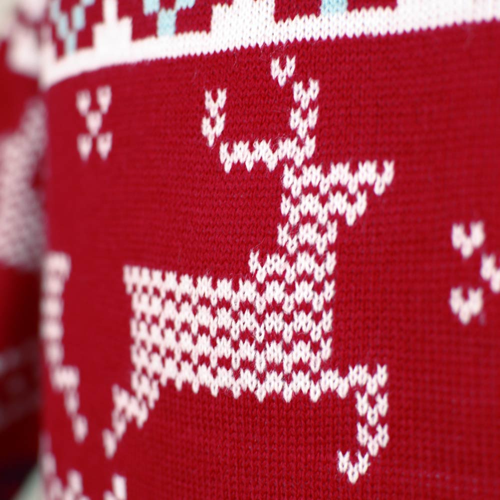 Womens Classic Red Ugly Christmas Sweater with Polar Stars