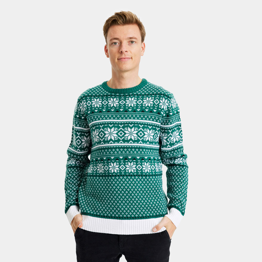 Womens Classy Green and White Ugly Christmas Sweater