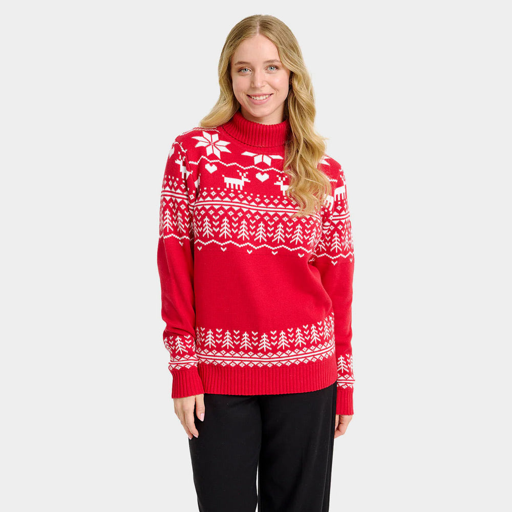Womens Classy Organic Cotton Turtleneck Ugly Christmas Sweater ¨C Greenlandish