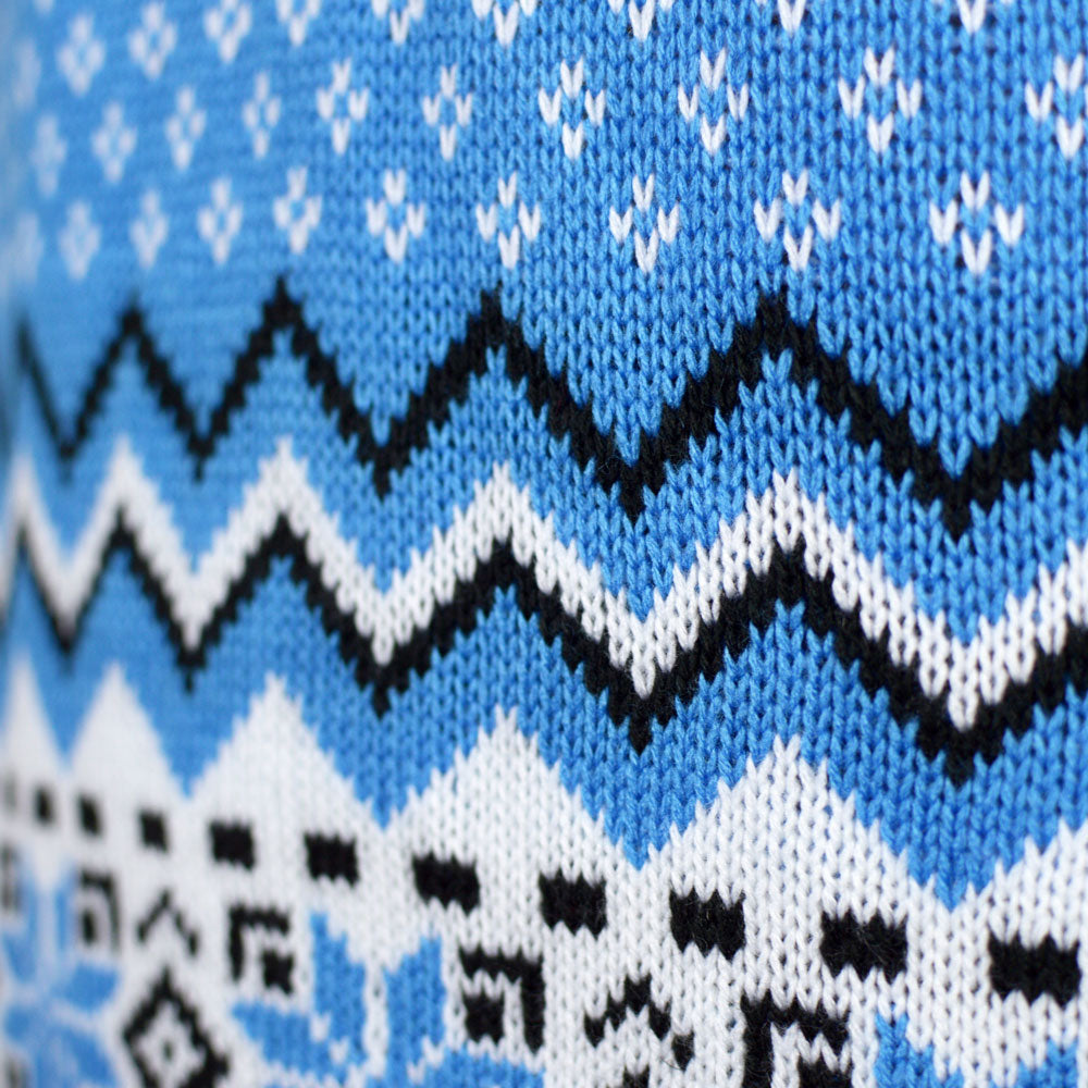 Womens Classy White, Grey and Blue Ugly Christmas Sweater with Reindeer