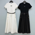 Dior 2026 Short-Sleeve Dress With Belt Polyester Cotton 377818