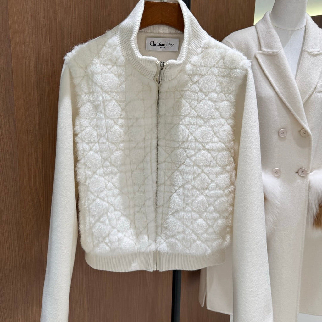 Dior 2026 Quilted Cropped Bomber Jacket Wool 444482