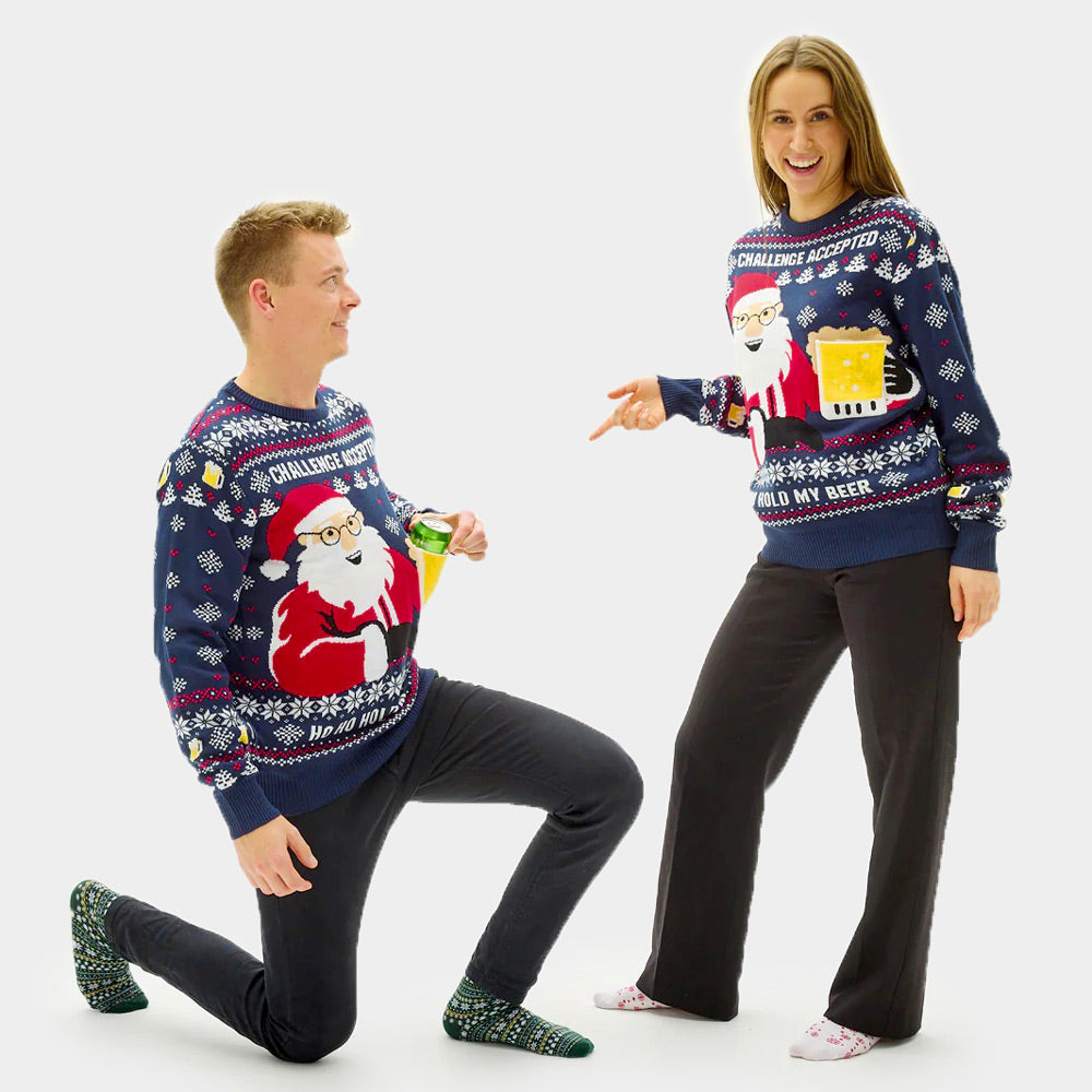 Womens Ugly Christmas Sweater with Beer Pocket 3D