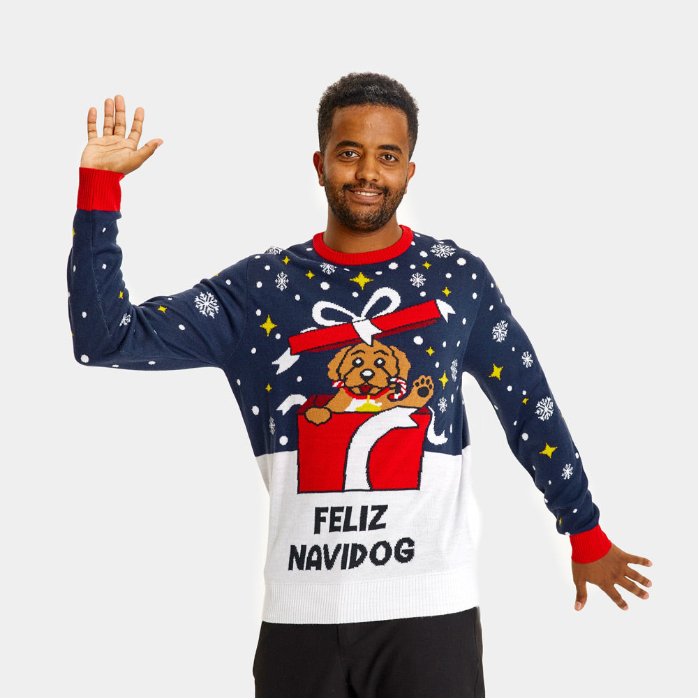 Womens Ugly Christmas Sweater Feliz Navidog
