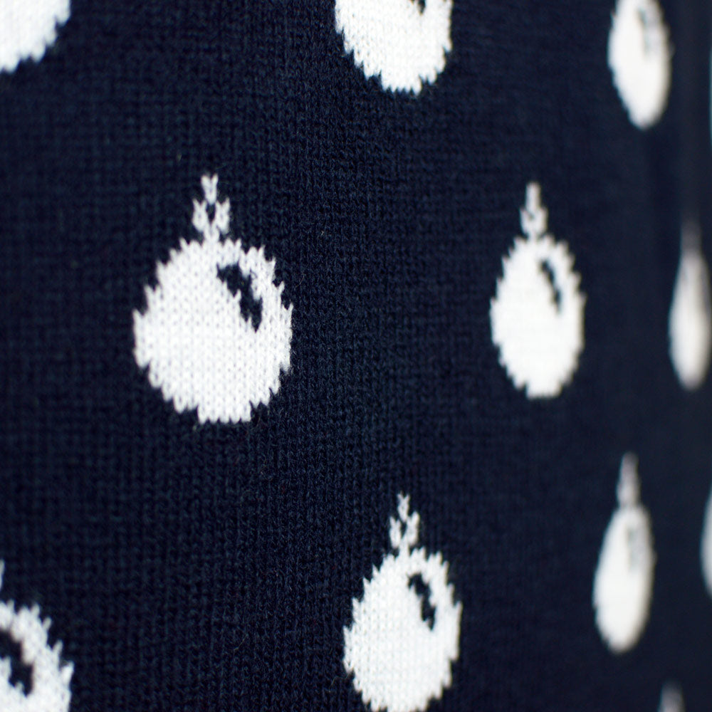 Womens Blue Ugly Christmas Sweater with Reindeer and Snow